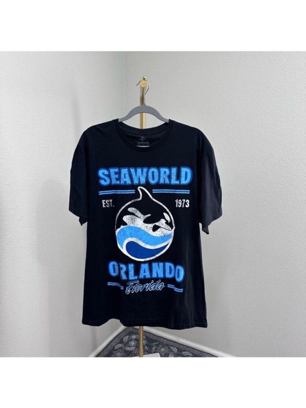 SeaWorld Orlando Graphic Short Sleeve T Shirt Orca Whale 100% Cotton Mens Sz XL